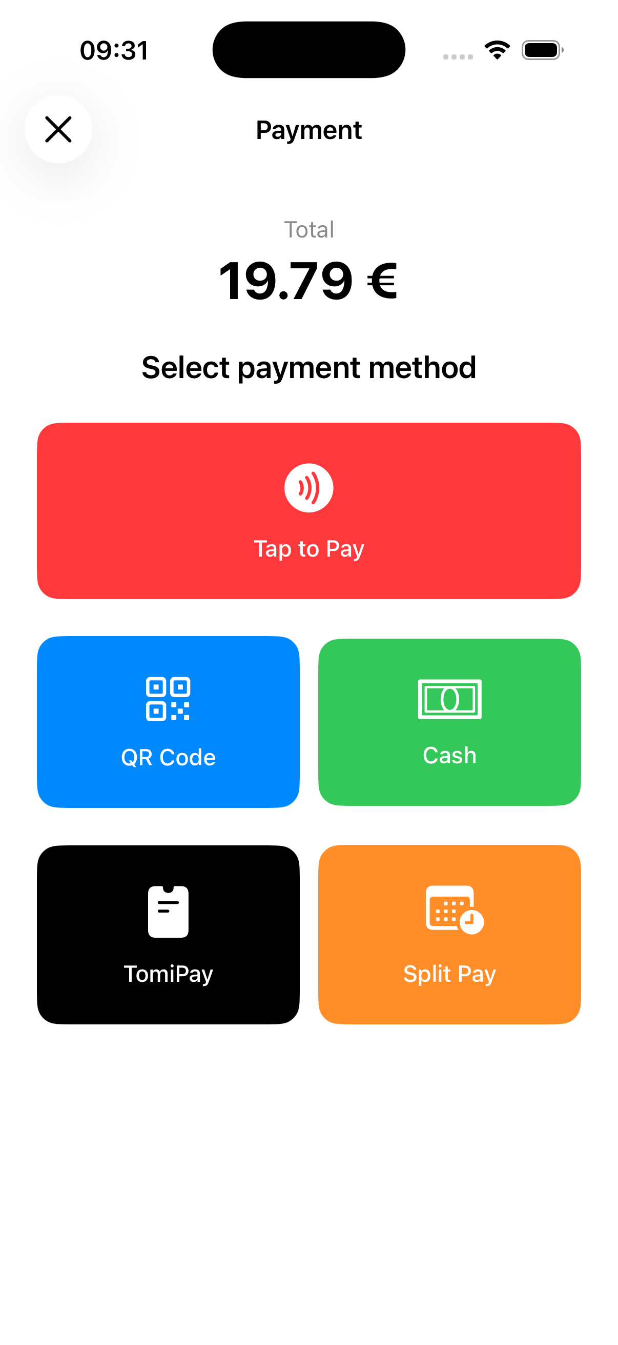 All payment methods in one screen