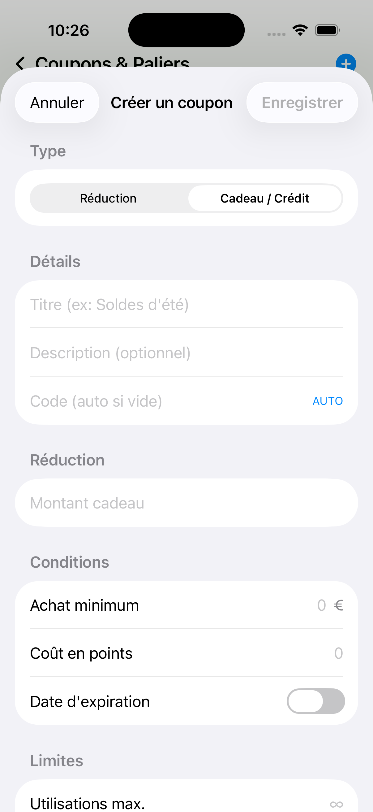 Coupons & cadeaux