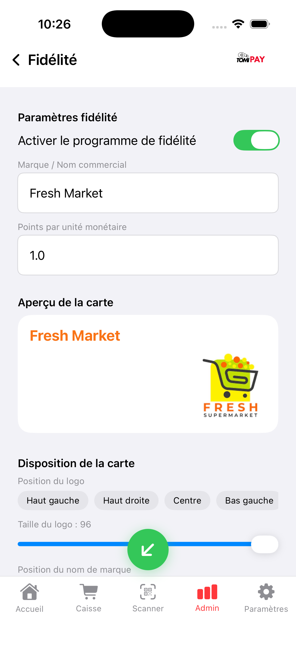 Programme de fidélité intégré